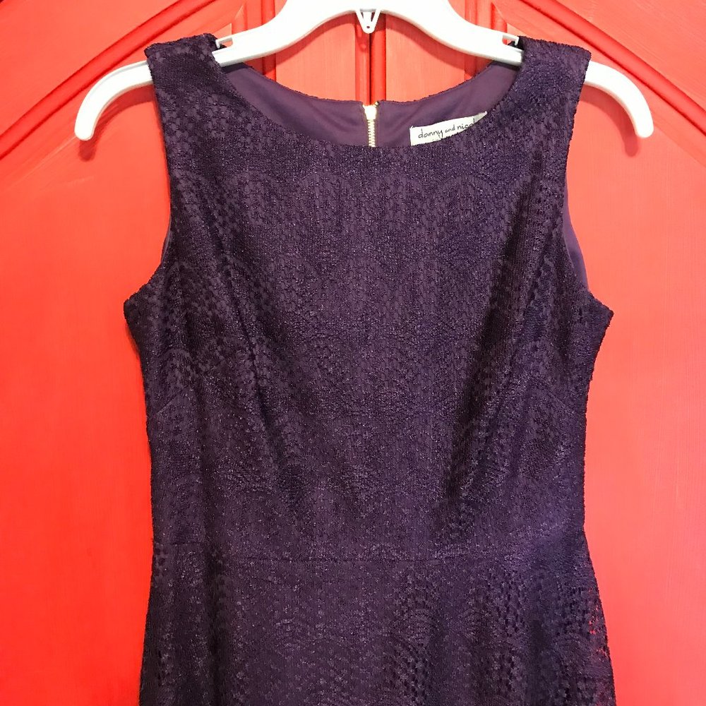 Danny and Nicole purple fit and flare sleeveless dress size 4 lace lined